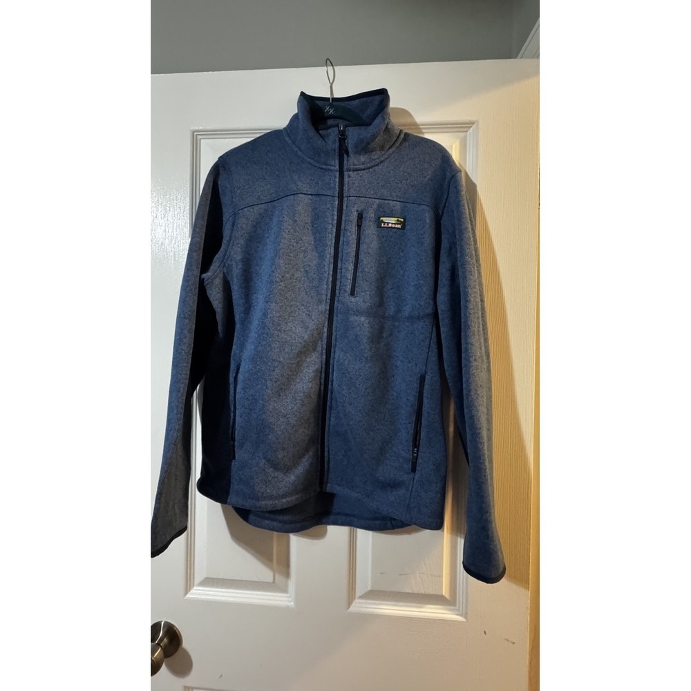 LL Bean Mens Sweater Fleece Jacket Full Zip Blue 504938 Medium Regular